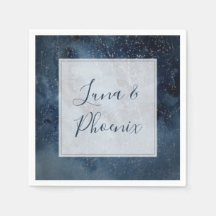 Celestial Night Sky met Lijst bruiloft Napkins Servet