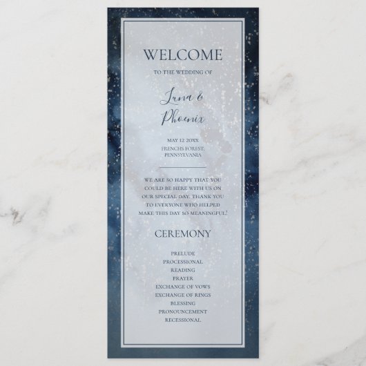 Celestial Night Sky met Lijst Wedding Programme Programma (Voorkant)
