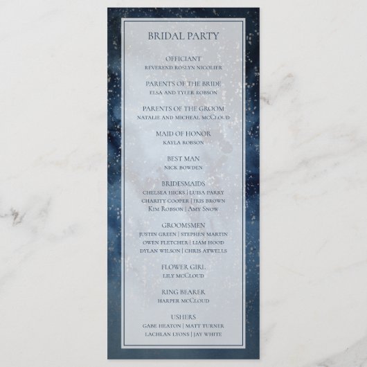 Celestial Night Sky met Lijst Wedding Programme Programma (Achterkant)