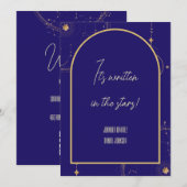 Celestial Night Sky Navy Blue en Gold Wedding Kaart (Voorkant / Achterkant)