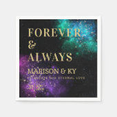 Celestial Night Sky Pink Blauwgroen Nebula Star We Servet (Voorkant)