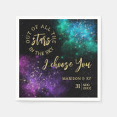 Celestial Night Sky Pink Blauwgroen Nebula Star We Servet (Voorkant)