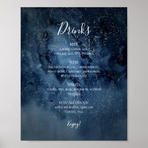 Celestial Night Sky   Signaal van het menu Silver- Poster