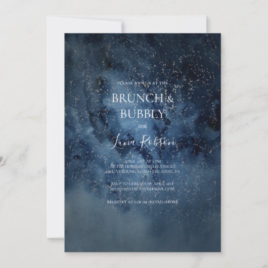 Celestial Night Sky Silver Brunch en Bubble Kaart (Voorkant)