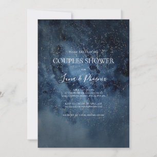 Celestial Night Sky Silver Couples Shower Kaart