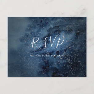 Celestial Night Sky   Silver Song Request RSVP Briefkaart
