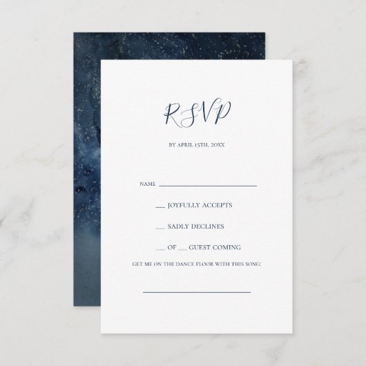 Celestial Night Sky Silver Song Request RSVP Card (Voorkant / Achterkant)