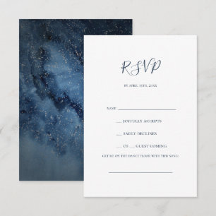 Celestial Night Sky Silver Song Request RSVP Card Kaartje