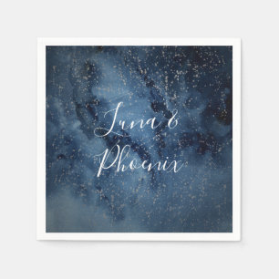 Celestial Night Sky   Silver Wedding Napkins Servet