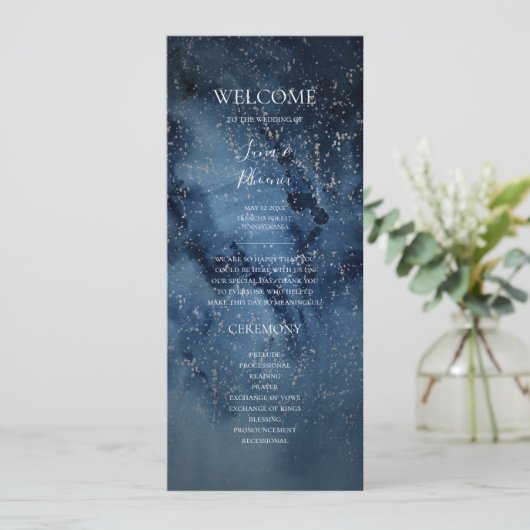 Celestial Night Sky | Silver Wedding Programme Programma (Staand voorkant)