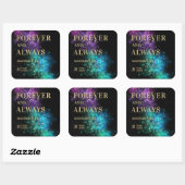 Celestial Night Sky Space Nebula Gold Star Wedding Vierkante Sticker (Vel)