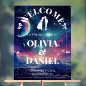 Celestial Night Sky Wedding Welcome Acrylic Sign (Neutre)