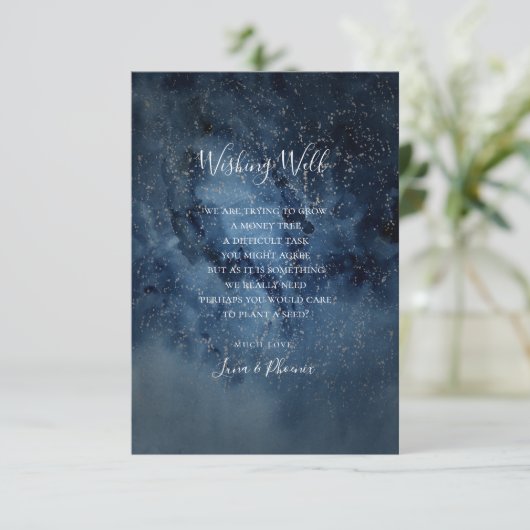 Celestial Night Sky | Zilverweddenschap Informatiekaartje (Staand voorkant)