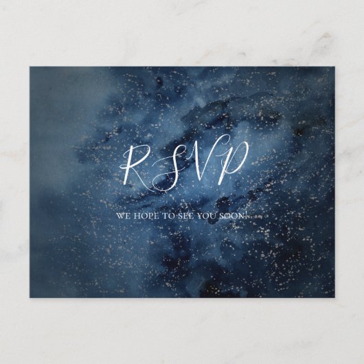 Celestial Night Sky | Zilverweddenschap RSVP-Brief Briefkaart (Voorkant)