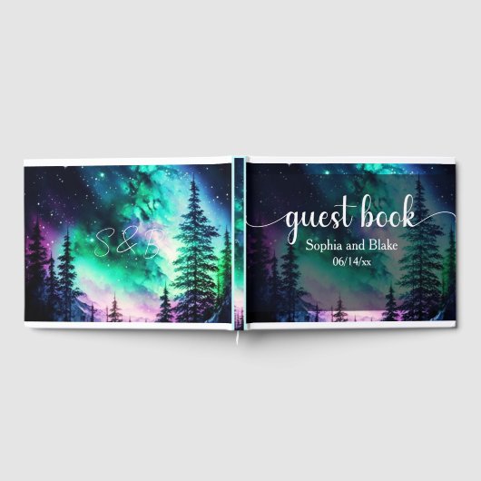 Celestial Noorderlicht bruiloft Gastenboek (Volledig)