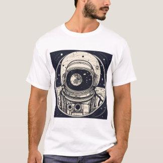 "Celestial Odyssey T-shirt: Astronauthelm & Planet T-shirt