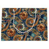 Celestial Paisley Pattern Navy blauw, Sinaasappel, Groot Cadeauzakje (Voorkant)