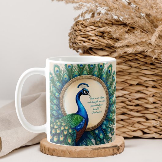 Celestial Peacock Bloom Bible Verse Koffiemok