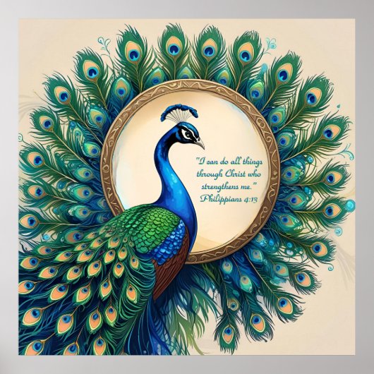 Celestial Peacock Bloom Bible Verse Poster (Voorkant)