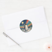 Celestial Penguin's Winterzonnewende Ronde Sticker (Envelop)