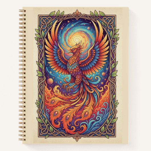 Celestial Phoenix Rebirth Zen tangle Galaxy Notitieboek (Voorkant)