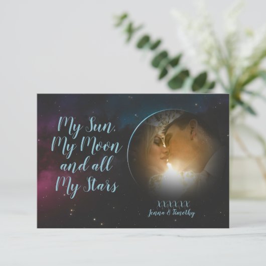 Celestial Photo Thank You Cards Save The Date (Staand voorkant)