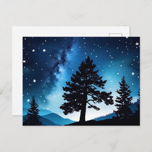 Celestial Pine Waterverf Night Sky Briefkaart (Voorkant / Achterkant)