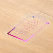 Celestial Pink Sun Moon Stars Galaxy Space Acryl Uitnodigingen (Laagn)