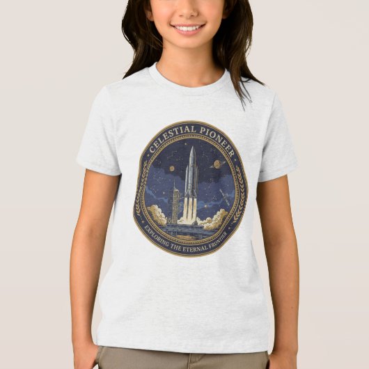 Celestial Pioneer Rocket Ship Space Exploration  Tri-Blend Shirt (Voorkant)