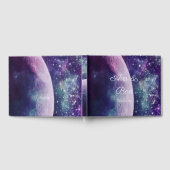 Celestial Purple Galaxy Moon Wedding  Gastenboek (Volledig)