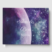 Celestial Purple Galaxy Moon Wedding  Gastenboek (Voorkant)