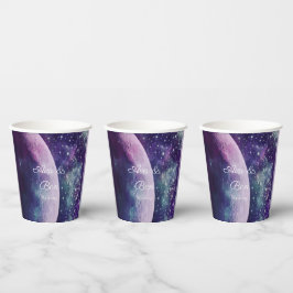 Celestial Purple Galaxy Moon Wedding  Papieren Bekers