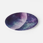 Celestial Purple Galaxy Moon Wedding  Papieren Bordje (Gekanteld)