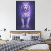 Celestial Purple White Tiger – Divine Aura Fantasy Canvas Afdruk (Insitu (Slaapkamer))