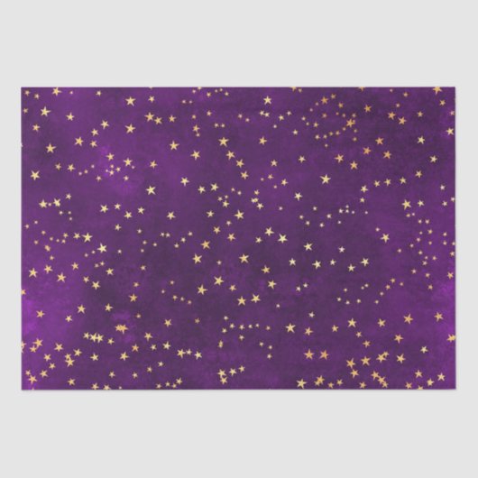 Celestial Purple & Yellow Starry Night Pattern Tissuepapier (Voorkant)