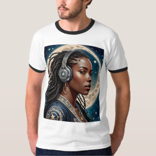 Celestial Queen Hoofdtelefoon Cosmic Vibe Tshirt