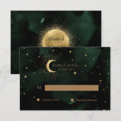 Celestial Quinceanera Moon Gold RSVP Response Kaar (Voorkant / Achterkant)