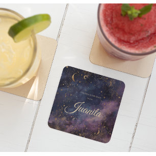 Celestial Quinceañera, op maat Vierkante Kartonnen Onderzetter