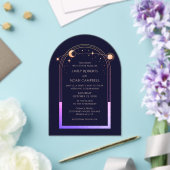 Celestial Rainbow Sun Star Moon Wedding Acryl Uitnodigingen (Insitu (Huwelijk))