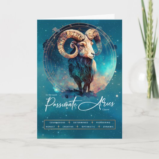 Celestial Ram Zodiac Symbool Fantasy Ram Verjaarda Kaart (Voorkant)