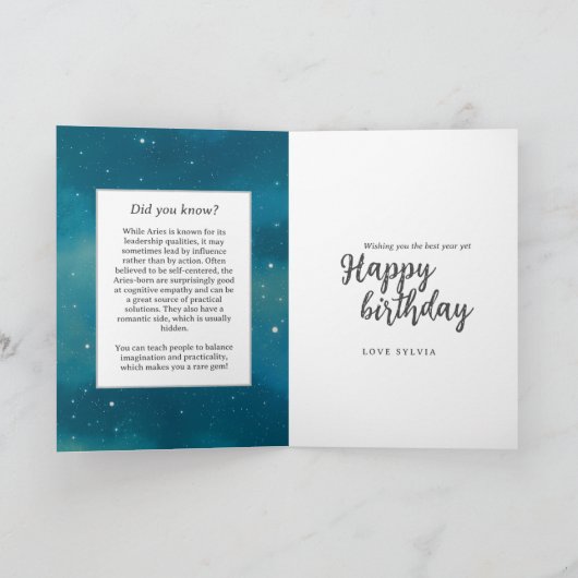 Celestial Ram Zodiac Symbool Fantasy Ram Verjaarda Kaart (Binnen)