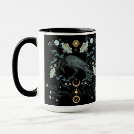 Celestial Raven Coffee Mok Viking Pagan Botanical