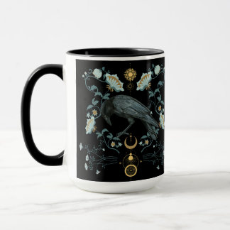 Celestial Raven Coffee Mok Viking Pagan Botanical