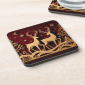 Celestial Reindeer Waltz – Golden Forest Bier Onderzetter (Linkerzijde)