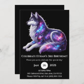 Celestial Resting Wolf Birthday Invitation (Devant / Derrière)