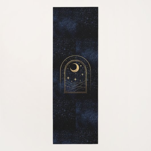 Celestial Rising Moon Monogram Gouden Glitter Mari Yogamat (Achterkant)