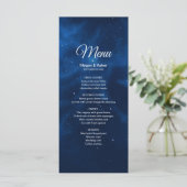 Celestial Romantic Blue Galaxy Night Sky Menu (Staand voorkant)