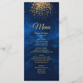 Celestial Romantic Blue Universe Gold Glitter Menu