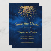 Celestial Romantic Modern Blue Universe Save The Date (Voorkant / Achterkant)