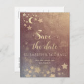 Celestial romantic moon and sterren calligraphy an aankondigingskaart (Voorkant / Achterkant)